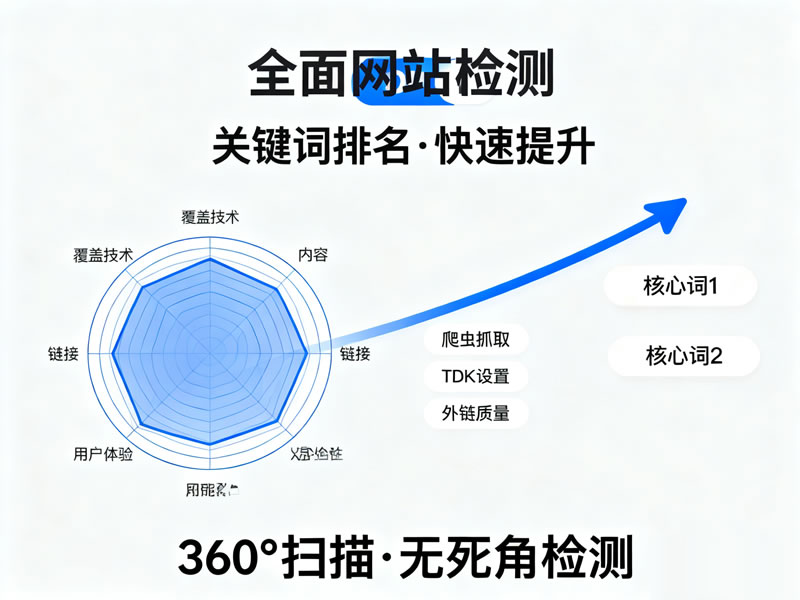 SEO診斷服務展示，網(wǎng)站問題分析和報告的示意圖